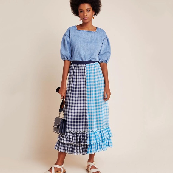 Anthropologie Gigi Ruffled Gingham Maxi Skirt - Picture 6 of 6